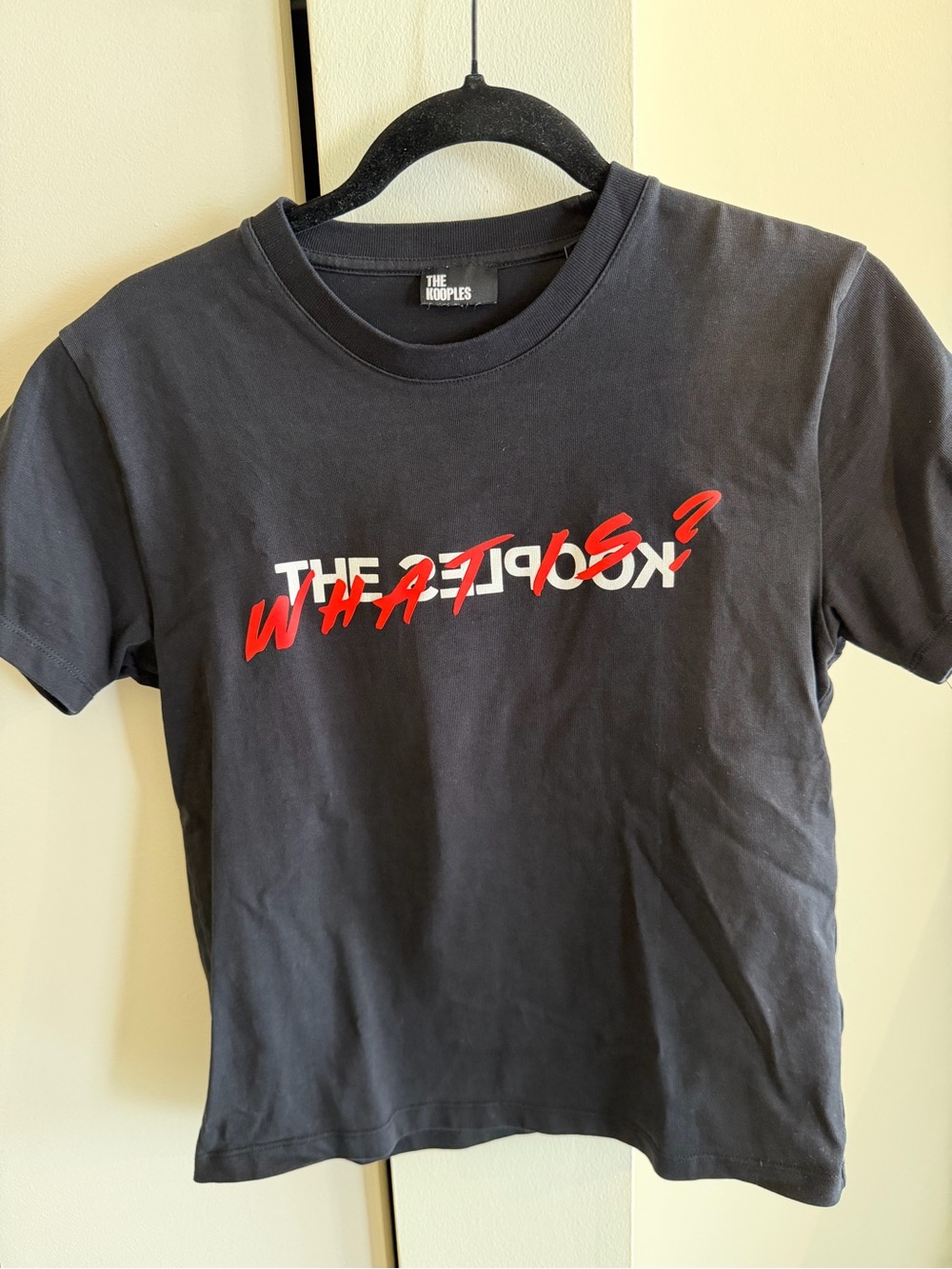 The Kooples Black Tee with Red Script Logo